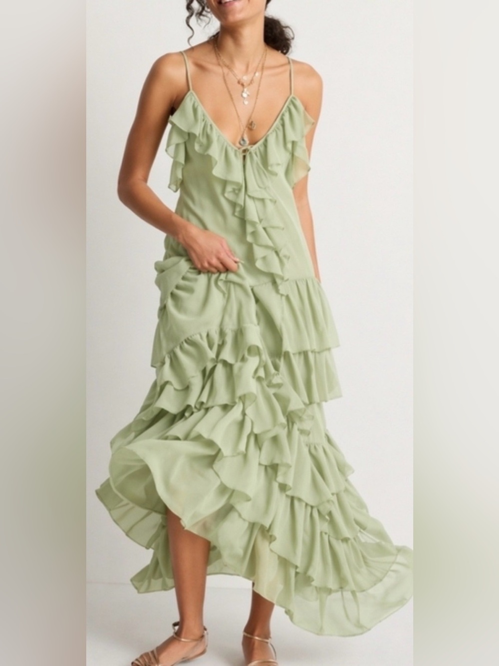 Torn By Ronny Kobo Cascading
Ruffles Dress